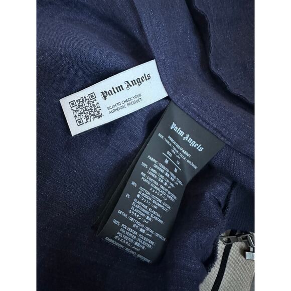 PALM ANGELS Classic Linen Logo Jacket In Navy Blue - Picture 10 of 10